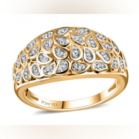 Micro Diamond dome ring, vermeil, Size 7 - Picture 3 of 7